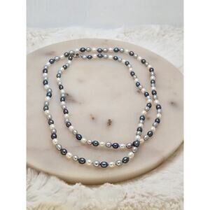 Silver Gray Freshwater Pearls Hand Knotted. 925 Sterling Silver Clasp.